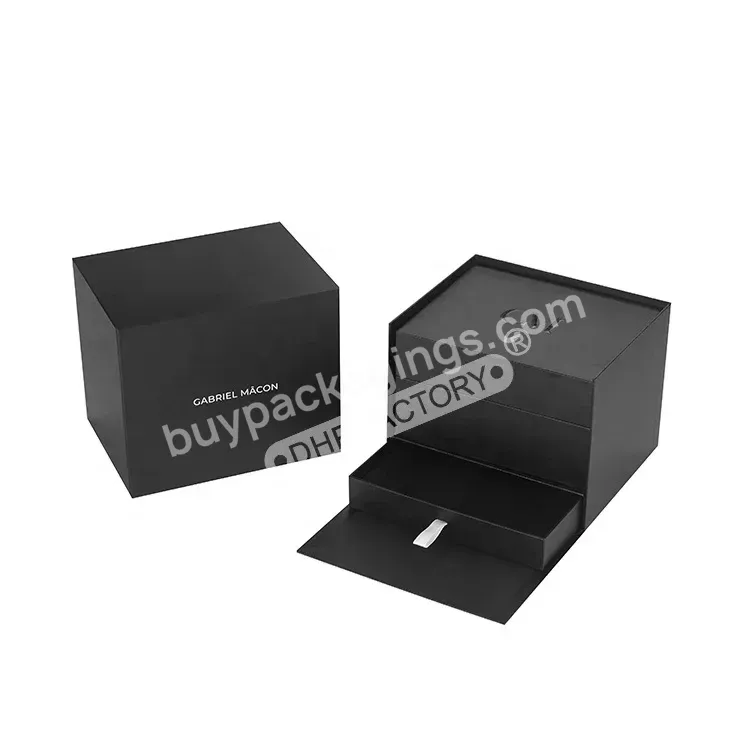 Luxury High Quality Custom Logo Black Rigid Cardboard Paper Gift Packaging Single Watch Box Caja De Regalo Para Reloj