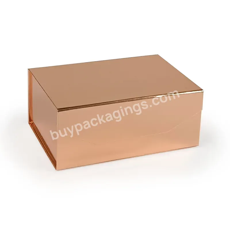 Luxury Reusable Rose Gold Foldable All Magnetic Gift Box For Dress Customized Gift Boxes Necklace Factory Price