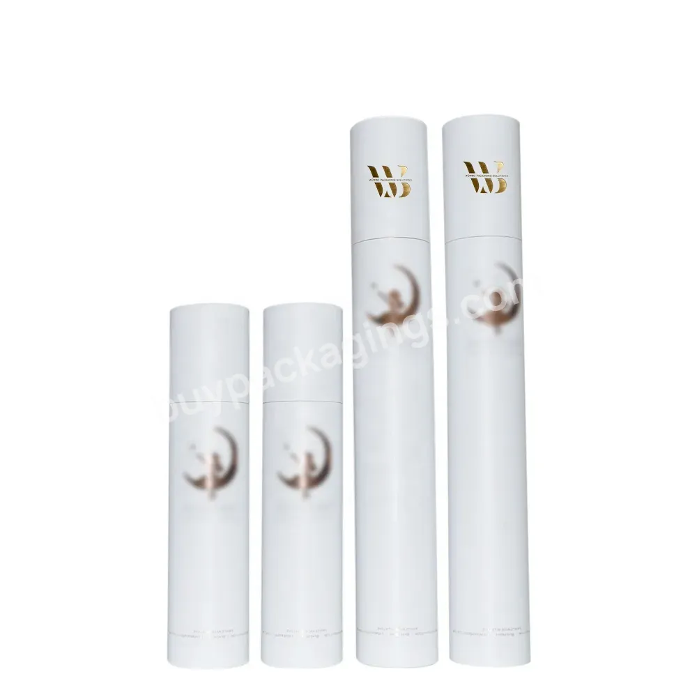 Luxury White Handmade Big Size Embossed Logo Gold Foil Tube Gift Box With Lids For Tennis Packaging