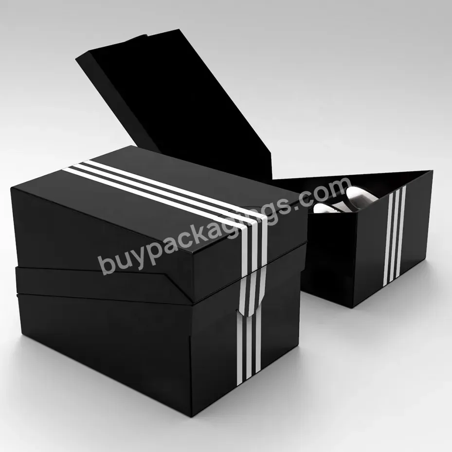 Luxury Wholesale Special Design Rigid Gift Box For Shoes Sneakers Sportswear Black With Free Tissue Paper Flap Open Lid Box - Buy Good Quality Strong Cardboard Paper Packaging Boxes For Shoes Customized Size Design Printed Customer's Logo,Collapsable