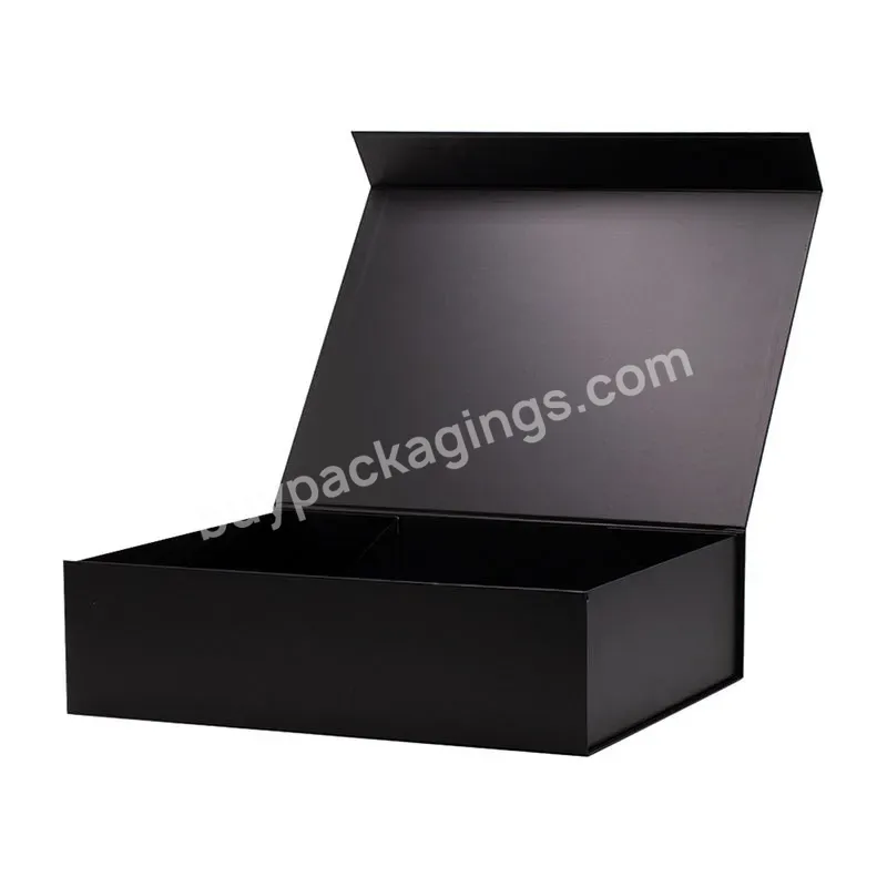 Magnetic Closure Custom Black Shoe Foldable Magnetic Paper Gift Box With Logo For Shoes & Clothing