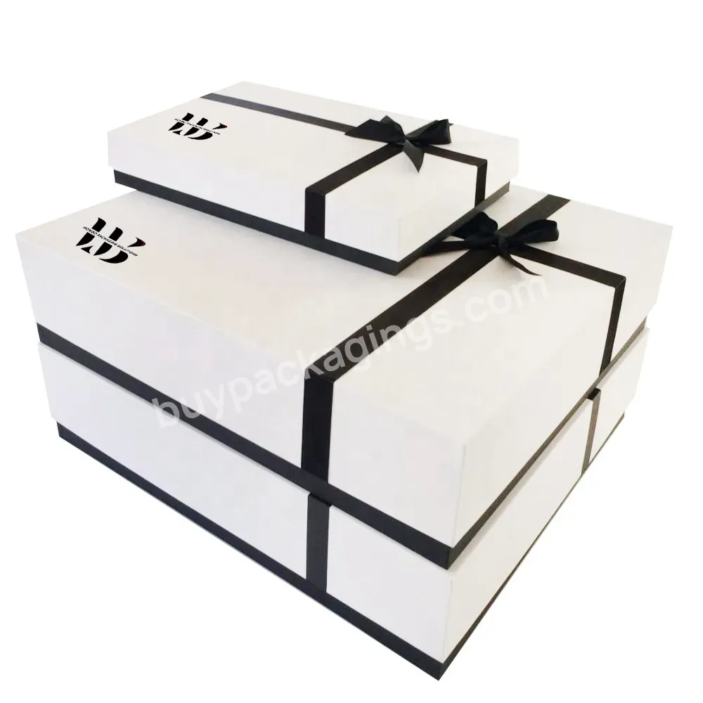 Matt White,Black Edge Rigid Cardboard Gift Packaging Box With Lid - Buy Packaging Box For Clothing,Simple Design Luxury Two Pieces Packaging Boxes,Customized Packaging Box For Sweeter.