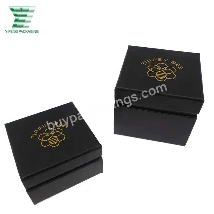 Matte Black Small Gift Packaging Custom Lid And Base Cardboard Paper Box Logo Printed Candle Packaging Box