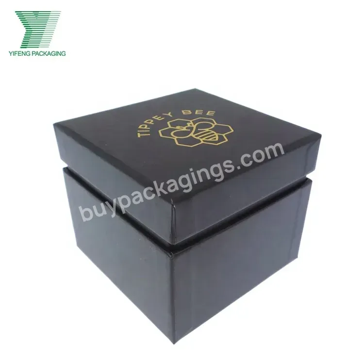 Matte Black Small Gift Packaging Custom Lid And Base Cardboard Paper Box Logo Printed Candle Packaging Box