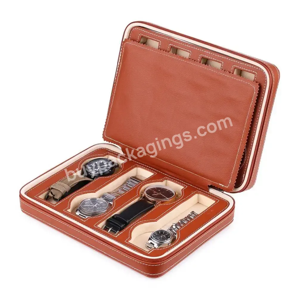 Mingli Hot Sell Pu Leather Watch Display Storage Boxes 8-bit High-end Safety Watch Travel Case