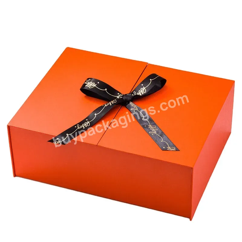 Multiple Sizes S M L Gate Fold Double Door Open Magnetic Rigid Gift Box With Logo Ribbon For Luxury Jewelry Packaging - Buy High Quality Simple Design Orange Yellow Custom Color Flower Packaging Cardboard Box With Logo Printed,High Fashion Custom Des