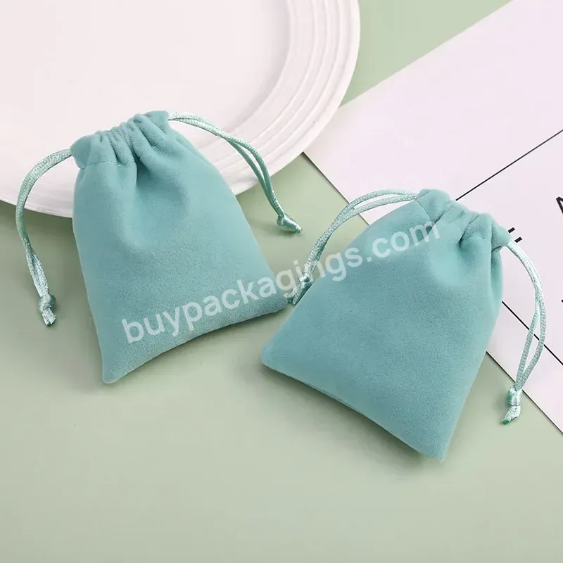 New Design Packing Blue Jewelry Candy Velvet Jewelry Pouches Drawstring Gift Dust Bags