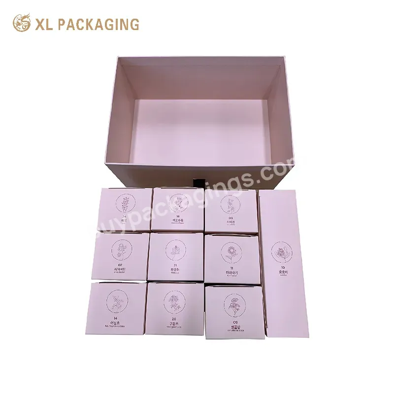 New Design Pink Advent Calendar Box Skin Care Face Cream Craft Cosmetic Drawer Advent Calendar Box With Gift