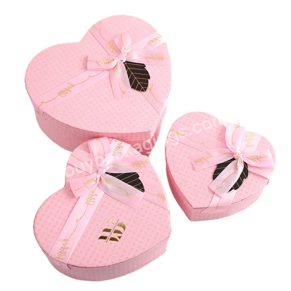 New Year Valentine's Day Heart Shape Chocolate Packing Paper Boxes Soap Rose Flowers Wedding Gift Box With Printing Logo