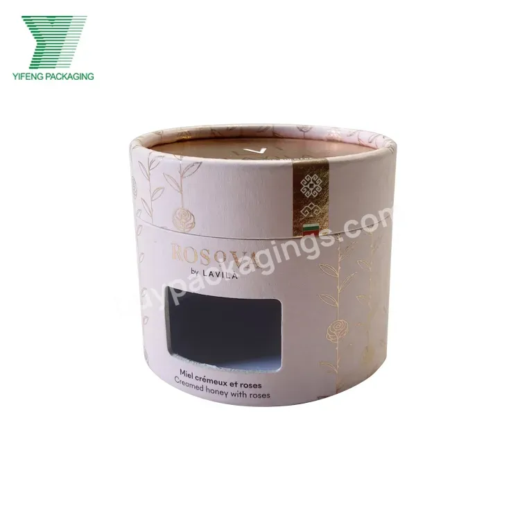 Oem Eco-friendly Custom Logo Luxury Kraft Cylinder Cardboard Food Grade Nuts Small Round Cigar Cylinder Paper Tube With Window