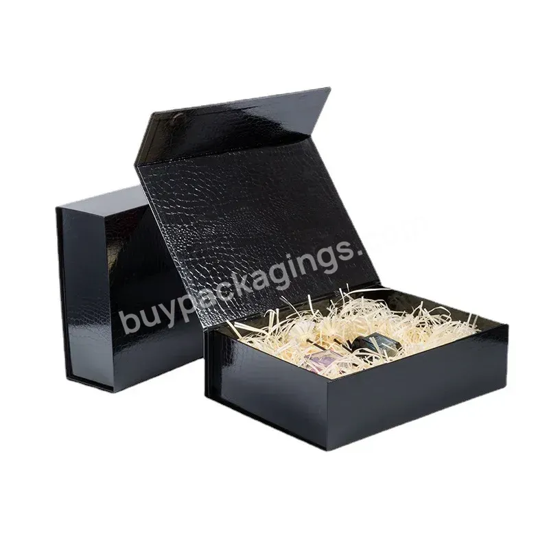 Packaging Gift Boxes Black Folding Magnetic Gift Box Large Black Gift Box