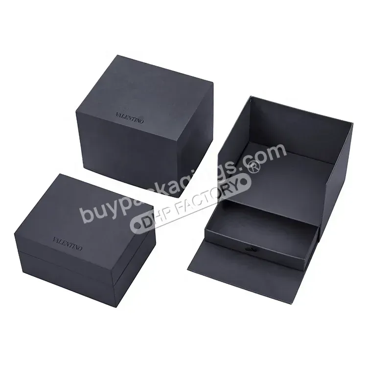 Personalized Private Label Printing Pu Leather Surface Pillow Insert Flat Hinged Square Watch Packing Box For Men