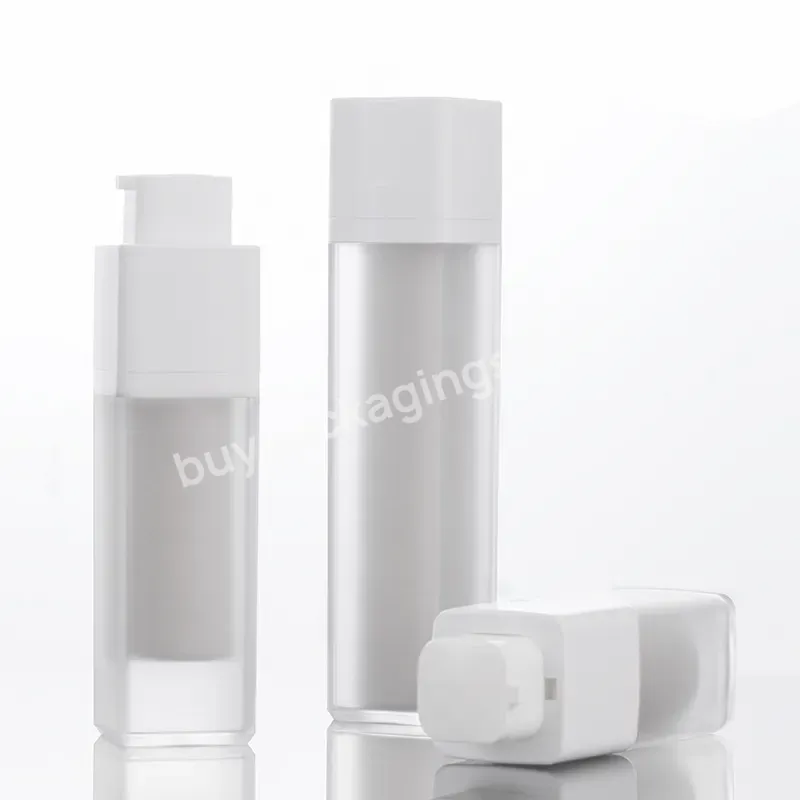 Plastic Matte 15ml 30ml 50ml Square White Frosted Empty Foundation Cream Bottles Airless Lotion Pump Bottle - Buy Airless Pump Bottle,30ml Airless Frosted Bottle,Airless Bottle.