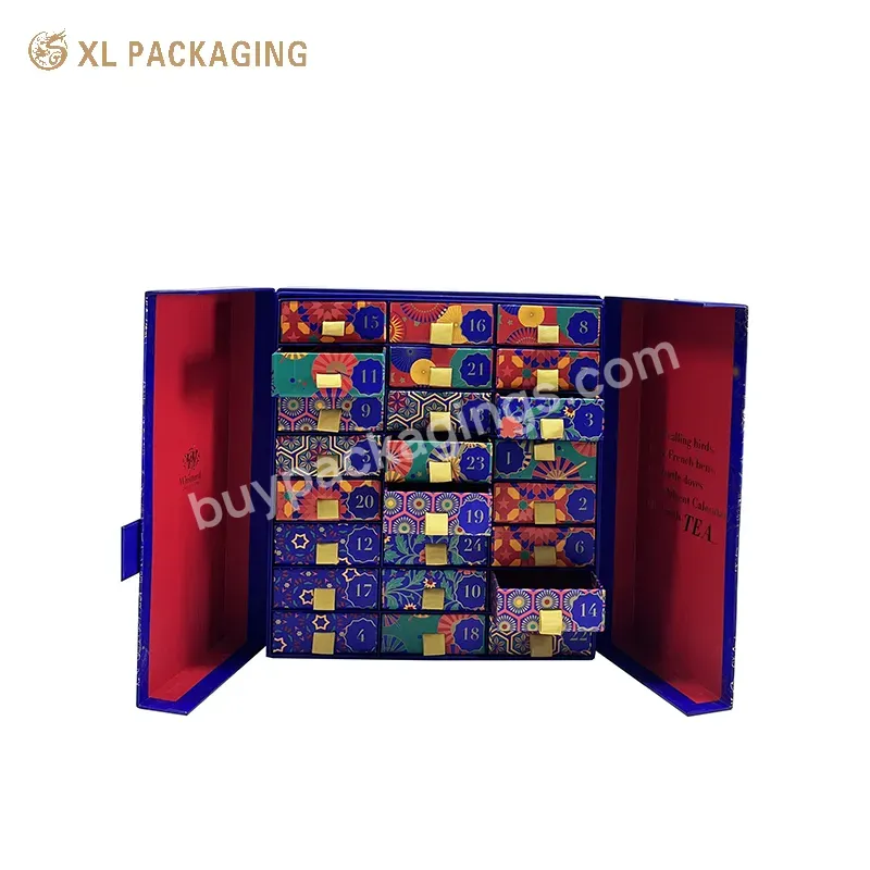 Popular 24 Drawers Calendar Box Drawer Packaging Gift Box For Tea Bags - Buy Advent Calendar Box,Calendar Box For Chocolate Christmas Packaging Box,Calendar Packaging Box Drawer Gift Boxes For Sale.