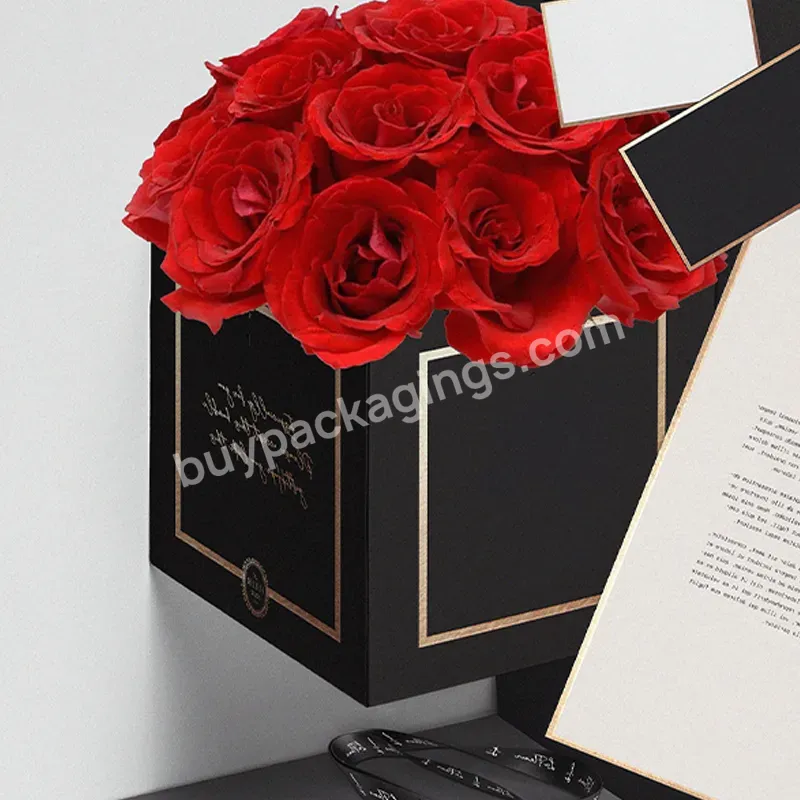 Portable Bouquets Rose Drawer Flower Box For Gift Valentines Eau Cologne Quartz Stones Formal Bridesmaid Square Open Lid Box