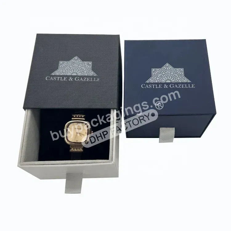 Premium Branding Custom Logo Rigid Sliding Drawer Style Velvet Digital Smart Quartz Mechanical Watches Packaging Boxes