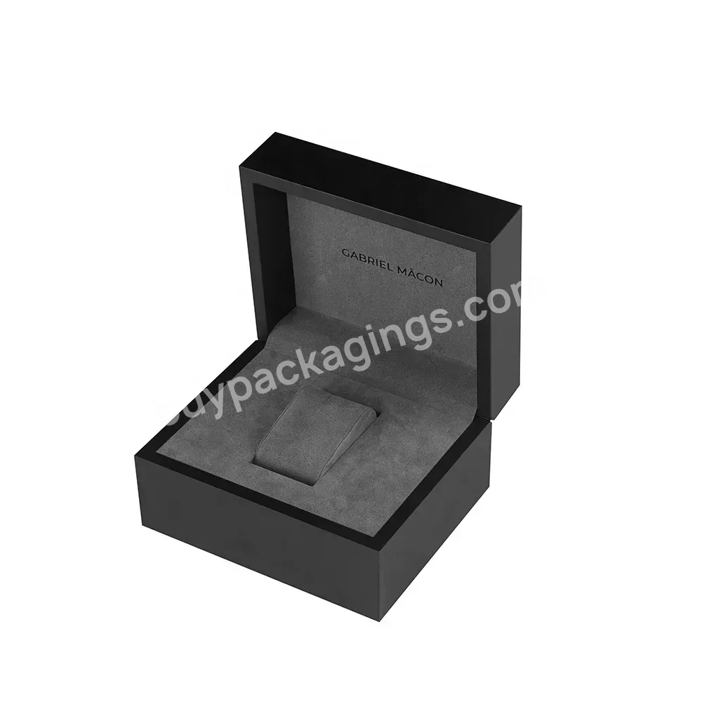 Premium Matte Lamination Flocked Insert Personalized Label Printing Rigid Paper Black Luxury Watch Packaging Box