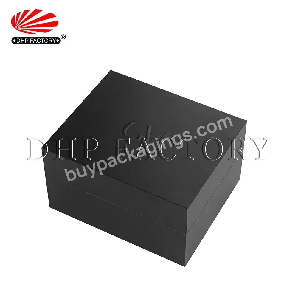 Premium Matte Lamination Flocked Insert Personalized Label Printing Rigid Paper Black Luxury Watch Packaging Box