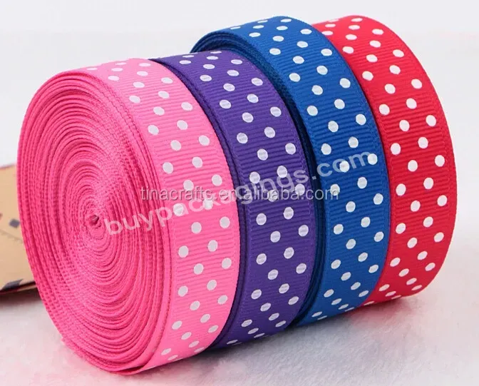 Promotional Custom Design Printed Dot Grosgrain Ribbon