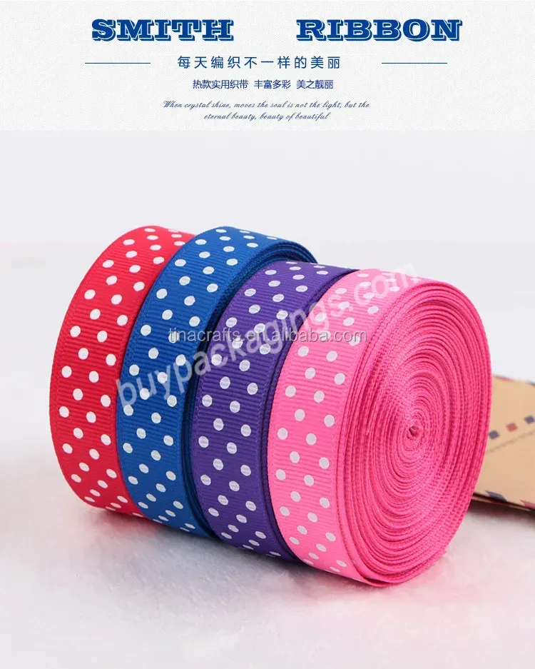 Promotional Custom Design Printed Dot Grosgrain Ribbon