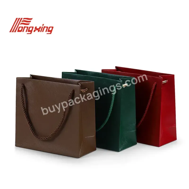 Red Diagonal Plaid Paper Bag Jewelry Handbag Gift Bag Packaging Shopping Storage Bag Logo Perfume Packaging