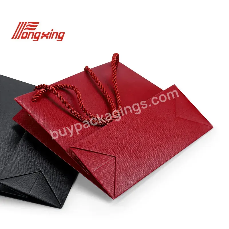 Red Diagonal Plaid Paper Bag Jewelry Handbag Gift Bag Packaging Shopping Storage Bag Logo