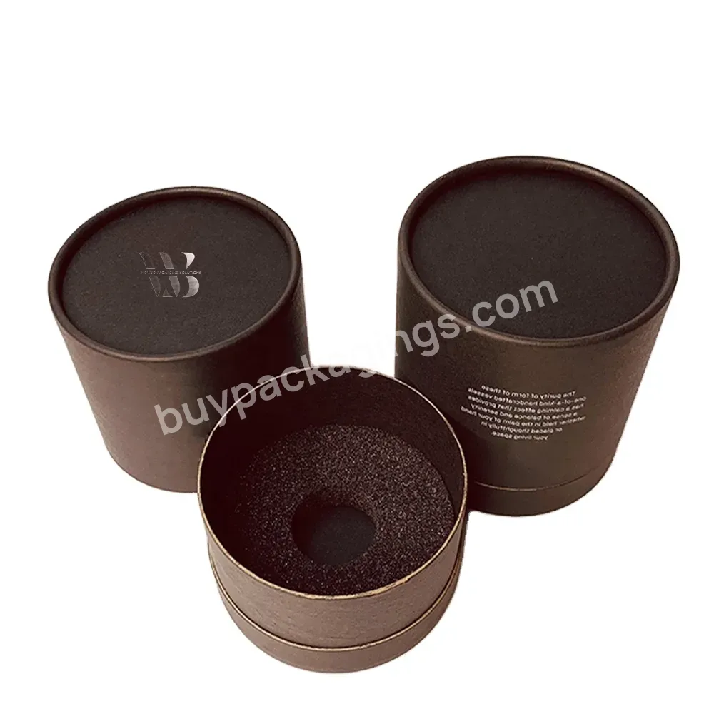 Reusable Eco Friendly Customized Logo Hot Stamping Matte Brown Tube Gift Box For Coffee Bean Packaging