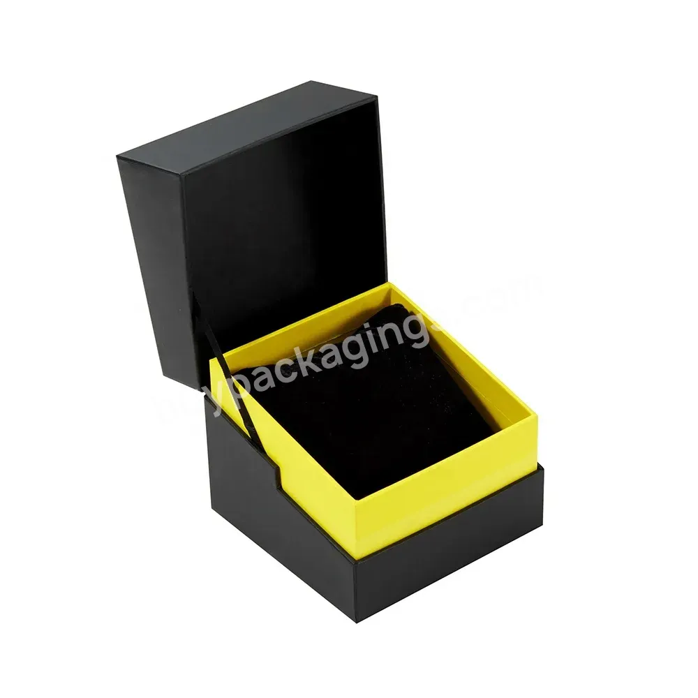 Rigid Cardboard Custom Logo Luxury Pillow Black Single Magnet Gift Packaging Watch Storage Box