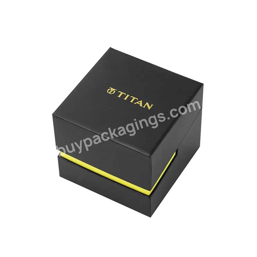 Rigid Cardboard Custom Logo Luxury Pillow Black Single Magnet Gift Packaging Watch Storage Box