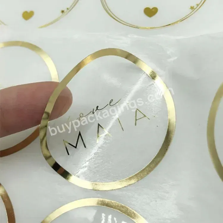 Self Adhesive Customized Printing Clear Gold Foil Stickers Transparent Logo Label Stickers - Buy Printing Clear Gold Foil Stickers,Transparent Logo Label Stickers,Custom Stickers.