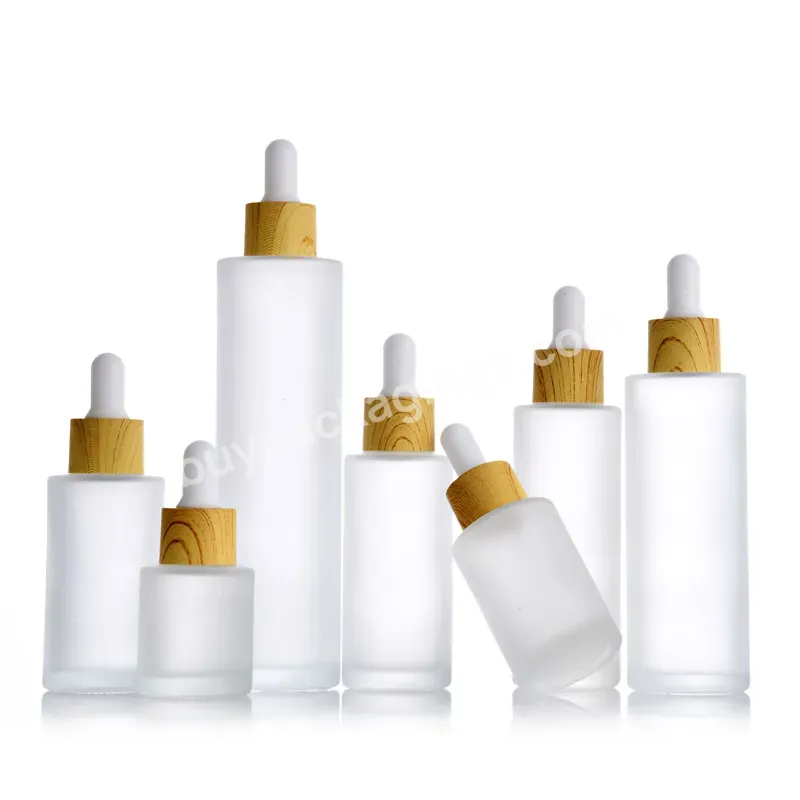 Square Flat Shoulder 15ml 20ml 30ml Skincare Essential Hair Oil Bottle Frosted Clear Glass Bamboo Serum Bottles - Buy 30 Ml Serum Glass Bottle,Serum Bottle Bamboo,Frosted Bottle Serum.