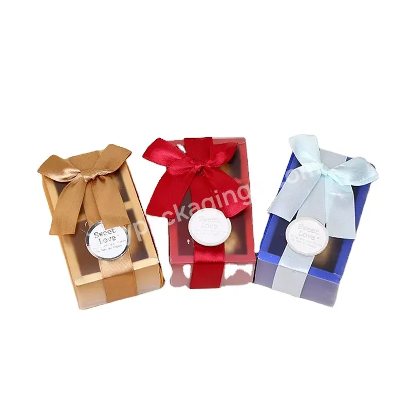 Two Pieces Set Gold Special Paper Cardboard Box With Transparent Pet Lid And Ribbon For Bonbon Chocolate - Buy High Quality Customized Printing Cosmetic Packaging Cardboard Box With Logo Printed,Customized Printing Rectangular Cardboard Candy Packagi