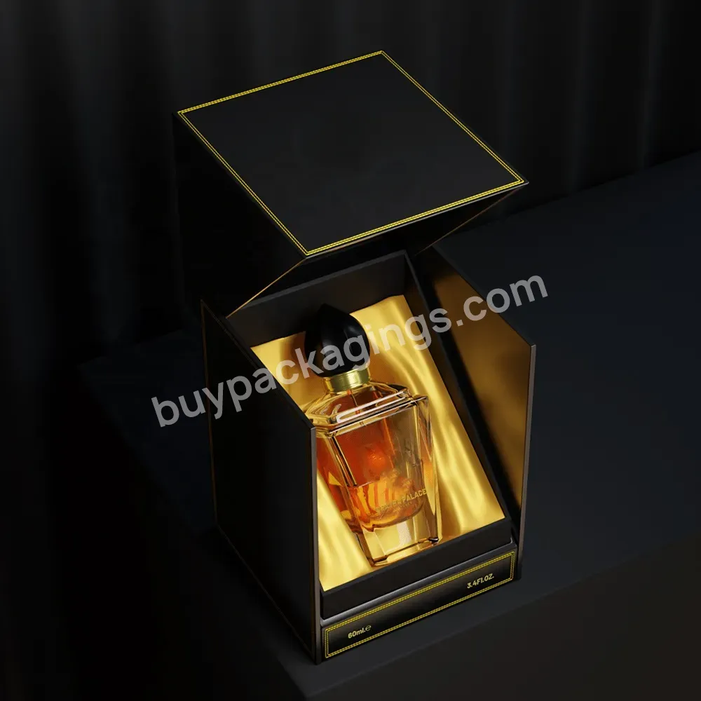 Two Side Open Velvet Wedding Gift Small 75ml Glass Bottle Arabic Gold Perfumes Packaging Boxes Luxury Custom Logo Printing