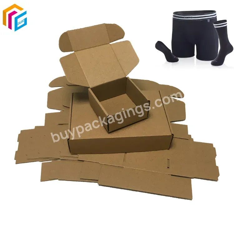 Underwear Packaging Mailing Box Custom Front Lock Corrugated Kraft Mailer Shipping Cardboard Box For Wholesale