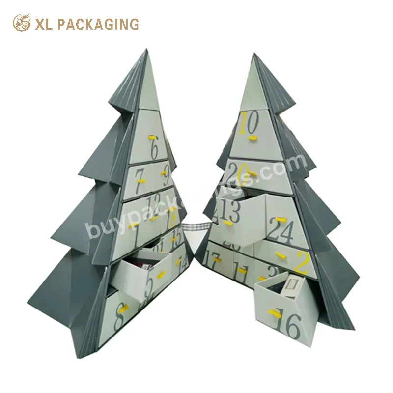 Unique Christmas Tree Advent Box Packaging 24pcs Drawer Calendar Box Cardboard Cosmetic Advent Calendar Boxes For Skin Care - Buy Unique Christmas Tree Advent Box Packaging 24pcs Drawer Calendar Box,Cosmetic Advent Calendar Boxes For Skin Care,24pcs