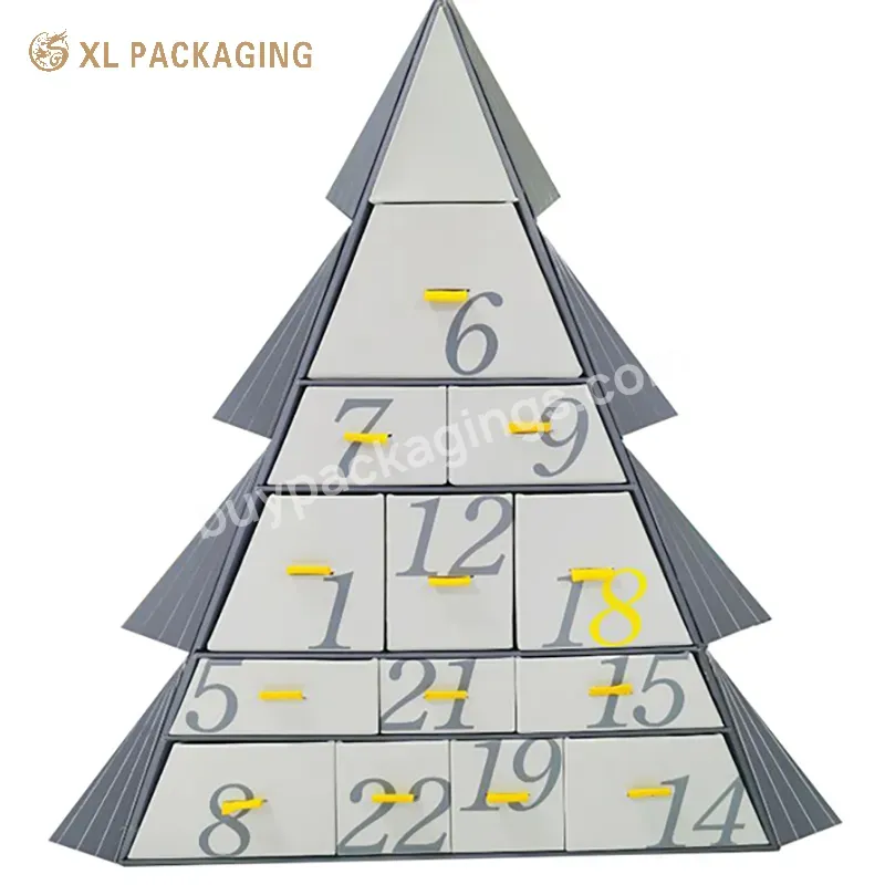 Unique Christmas Tree Advent Box Packaging 24pcs Drawer Calendar Box Cardboard Cosmetic Advent Calendar Boxes For Skin Care - Buy Unique Christmas Tree Advent Box Packaging 24pcs Drawer Calendar Box,Cosmetic Advent Calendar Boxes For Skin Care,24pcs