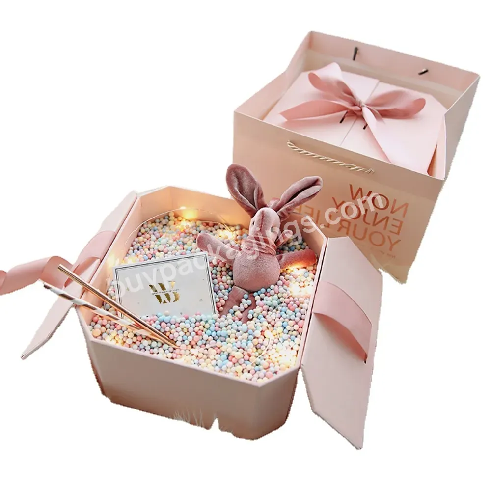 Valentine's Day Rose Custom Package Presentation Holiday Kit Open Book Type Japanese Packaging Flip Top Lid Cosmetic Cadeau Bag