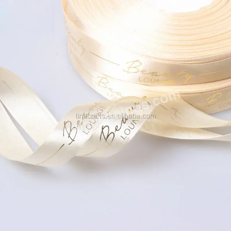 White Polyester Ribbon With Gold Logo