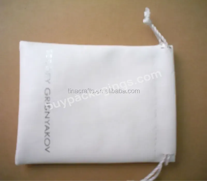 White Pu Bag With Silver Logo