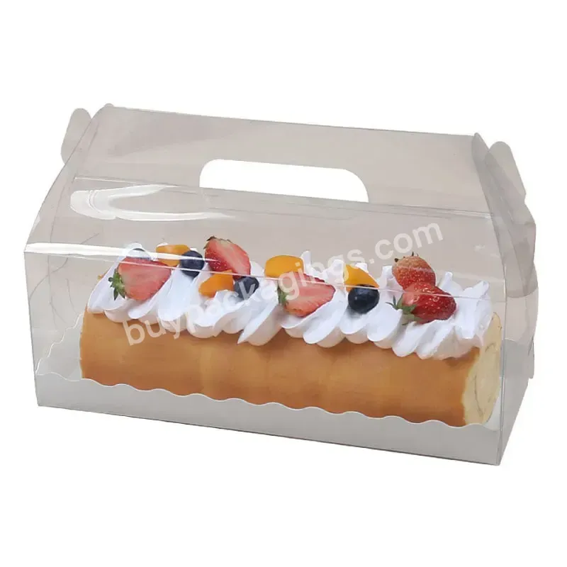 Wholesale Clear Plastic Roll Long Transparent Cake Box With Handle Pvc Transparent Clear Pastry Box - Buy Pvc Transparent Clear Cake Plastic Pastry Box,Wholesale Clear Plastic Cake Box,Roll Long Transparent Cake Box With Handle.