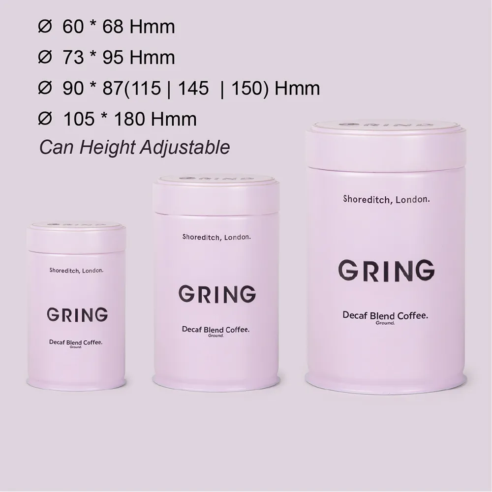 Wholesale Custom Airtight Tea Powder Packing Tin Cylinder Coffee Bean Tea Jar Metal Food Safe Round Metal Tea Caddy Tin Can