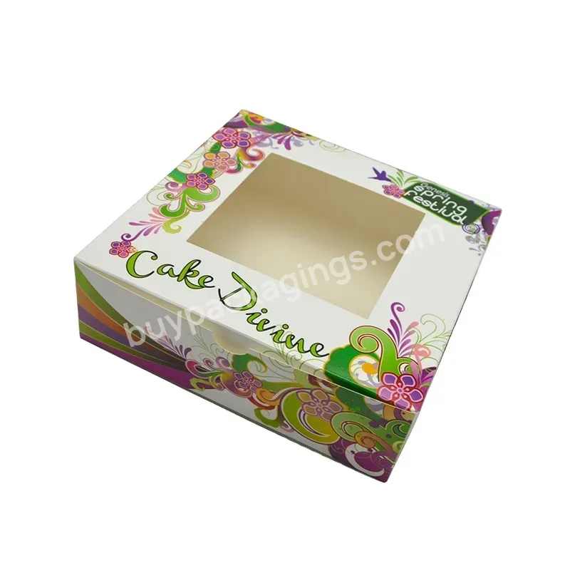 Wholesale Custom Color Print With Clear Transparent Pvc Window Cake Packaging Paper Box