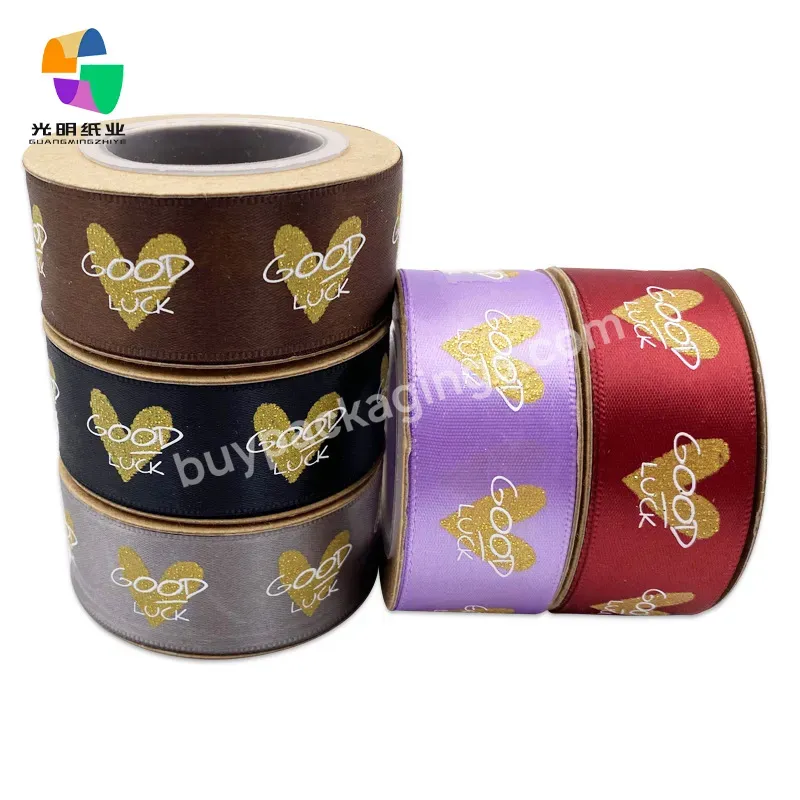 Wholesale Double Faced Custom Colors Embossed Printed Black Polyester Satin Ribbon With Logo