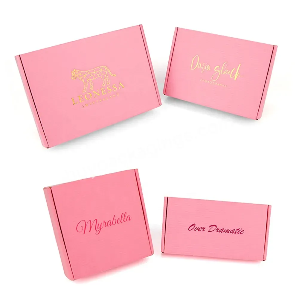 Wholesale Matte Pink Embossed Logo Gold Custom Corrugated Board Box Design Shipping Mailer Corrugated Box For Clothing Packaging - Buy Custom Corrugated Foldable Shoes Packing Box China Manufacture Wholesale Price White Cardboard Clothes Mailer Box,M