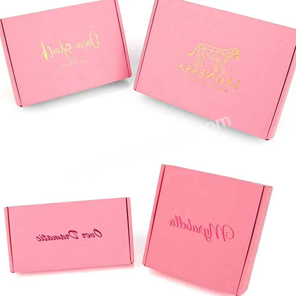 Wholesale Matte Pink Embossed Logo Gold Custom Corrugated Board Box Design Shipping Mailer Corrugated Box For Clothing Packaging - Buy Custom Corrugated Foldable Shoes Packing Box China Manufacture Wholesale Price White Cardboard Clothes Mailer Box,M