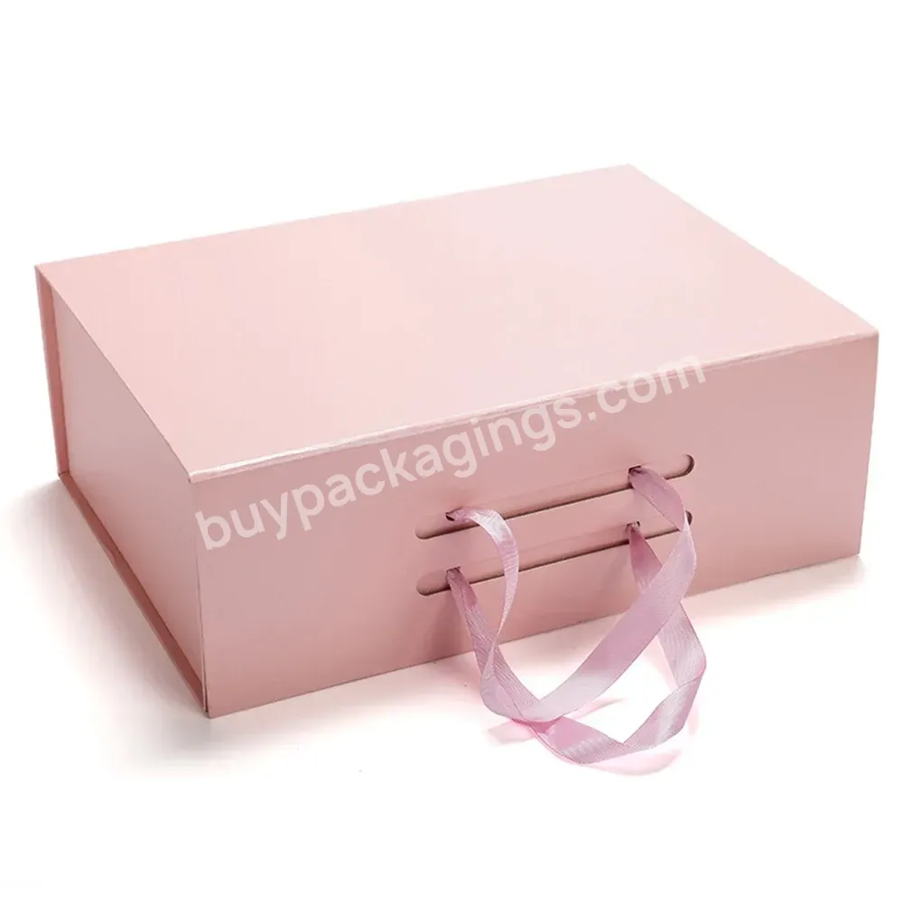 Wholesale Pink Folding Luxury Rigid Packaging Large Magnetic Closure Present Gift Box - Buy Large Magnetic Gift Box,Rigid Packaging Gift Box,Folding Luxury Box.