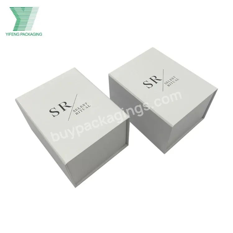 Wholesale Rigid Luxury White Kraft Paper Folding Magnetic Cardboard Box Custom Logo Printing Gift Candle Box