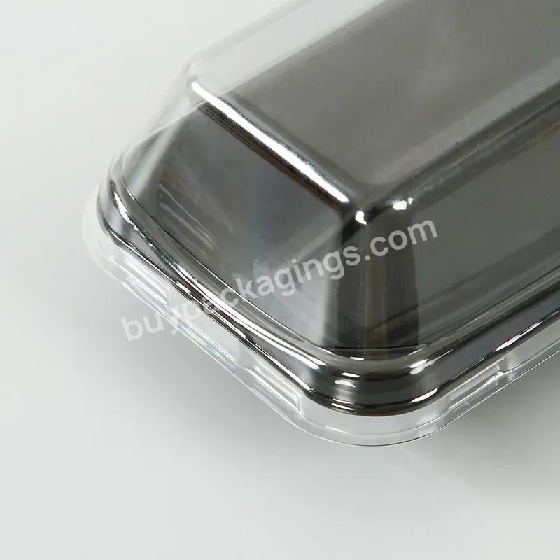 Wholesale Takeaway Rectangular Black And White Custom Logo Disposable Transparent Plastic Cake Packaging Box