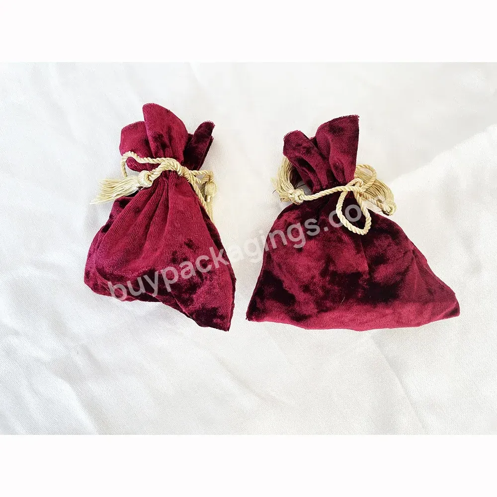 Wholesale Wine Red Velvet Suede Pouch Travel Jewelry Bag Organizer