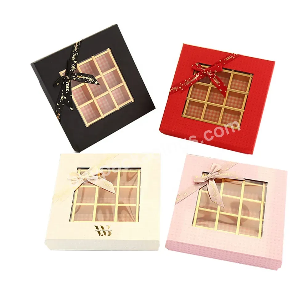 Window Mix Chocolate Cookie Candy Sweet Macaron Biscuit Cake Packaging Gift Box With 16 Grids Paper Insert Dividers Wholesale